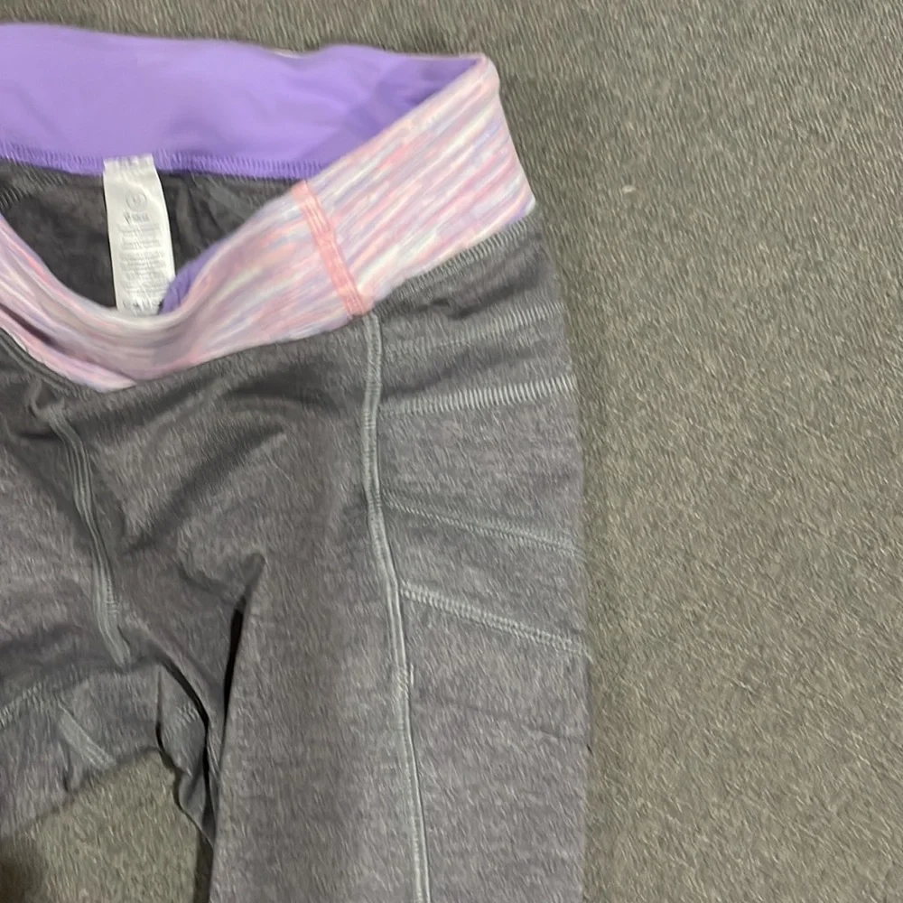 COPY - Ivivva Gray Crops size 12 with pink and purple waistband - Picture 5 of 13